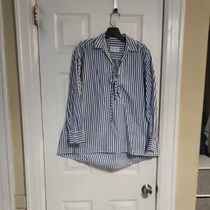 Nili Lotan Blue and White Casual Button Down Shirt